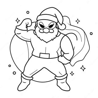 Festive Superhero with Santa Hat Coloring Page | Superhero Christmas coloring page