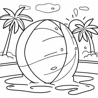 Colorful Beach Ball at the Swimming Pool Coloring Page | Swimming Pool coloring page