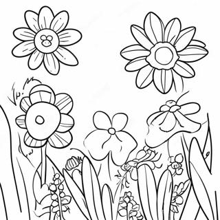 Wildflower Garden Coloring Page | Wildflower coloring page