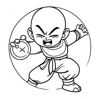 Krillin with Energy Ball Coloring Page | Krillin coloring page