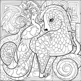 Colorful Animal Mosaic Patterns Coloring Page | Animal Mosaic coloring page