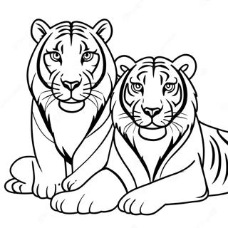 Lion and Tiger Coloring Page | Lion and Tiger coloring page