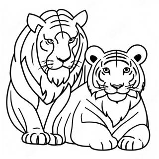 Løve Og Tiger Fargeleggingssider