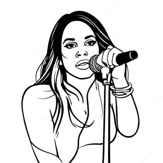 Aaliyah Performing on Stage Coloring Page | Aaliyah coloring page