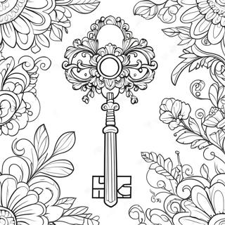 Vintage Key Coloring Page | Key coloring page