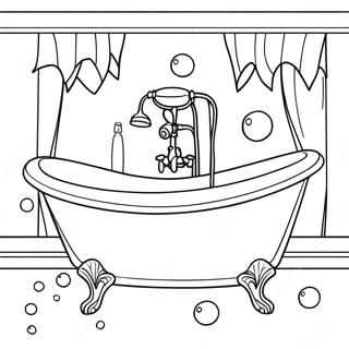 Bathtub with Bubbles Coloring Page | Bathtub coloring page