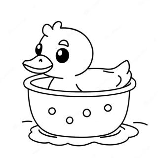 Cute Rubber Duck in Bathtub Coloring Page | Bathtub coloring page