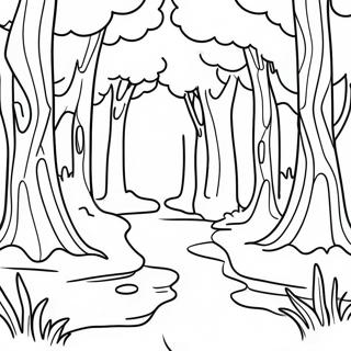 Peaceful Forest Landscape Grayscale Coloring Page | Landscape Grayscale coloring page