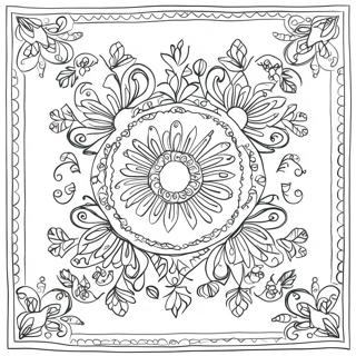 Floral Bandana Design Coloring Page | Bandana coloring page