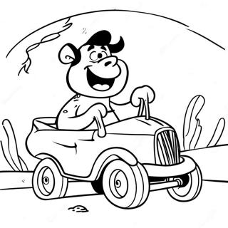Fred Flintstone Driving the Car Coloring Page | Flintstones coloring page