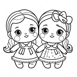 Cute Sisters LOL Doll Coloring Page | Sisters LOL Doll coloring page