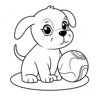 Cute Puppy Playing with Ball Coloring Page | Puppy Love coloring page