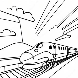 Fast Bullet Train in Motion Coloring Page | Bullet Train coloring page