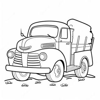 Page à colorier Heureux petit camion bleu | Page de coloriage Petit Camion Bleu