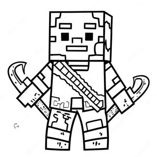 Creepy Minecraft Warden Coloring Page | Minecraft Warden coloring page