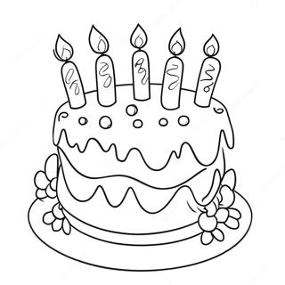 Cheerful Birthday Cake for Grammy Coloring Page | Happy Birthday Grammy coloring page