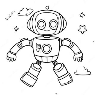 PJ Robot Flying in Space Coloring Page | PJ Robot coloring page