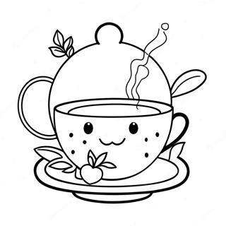 Cute Tea Cup Coloring Page | Tea coloring page