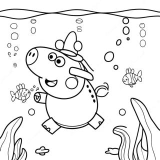 Peppa Pig Underwater Äventyr Målarbild | Peppa Pig Sjöjungfru målarbild