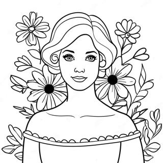 Sophia Ferguson with Colorful Flowers Coloring Page | Sophia Ferguson coloring page