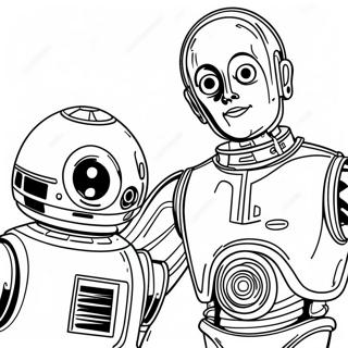 C3PO with R2-D2 Coloring Page | C3PO coloring page