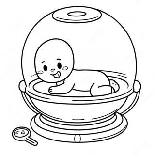 Cute NICU Baby in Incubator Coloring Page | NICU coloring page