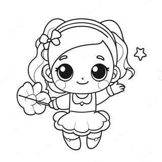 Cute Magical Girl with Sparkling Wand Coloring Page | Magical Girl coloring page