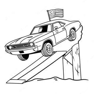General Lee Jumping Over a Ramp Coloring Page | General Lee coloring page
