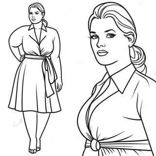 Plus Size Fashion Model Coloring Page | Plus Size coloring page