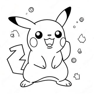 Pikachu Sparkling with Energy Coloring Page | Electric Type Pokemon coloring page