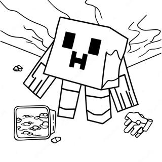 Minecraft Ghast Floating in the Sky Coloring Page | Minecraft Ghast coloring page