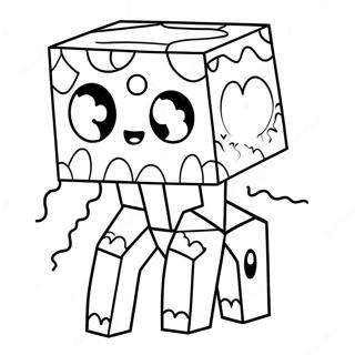 Cute Minecraft Ghast with Big Eyes Coloring Page | Minecraft Ghast coloring page