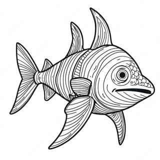 Fierce Helicoprion Swimming Coloring Page | Helicoprion coloring page