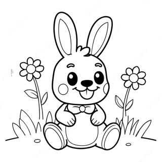 Cute Spring Bonnie in Flowers Coloring Page | Spring Bonnie coloring page