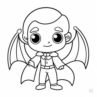Cute Chibi Vampire Coloring Page | Chibi Horror coloring page