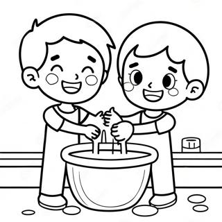 Happy Kids Washing Hands Coloring Page | Wash Your Hands coloring page