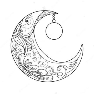 Dreamy Crescent Moon Coloring Page | Moon Boho coloring page