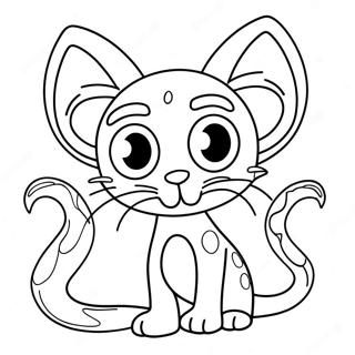 Creepy Siren Head with Cartoon Cat Coloring Page | Cartoon Cat Siren Head coloring page