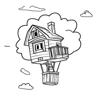 Up House Floating in the Sky Coloring Page | Up coloring page