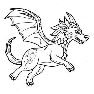 Majestic Wolf Dragon Flying Coloring Page | Wolf Dragon coloring page