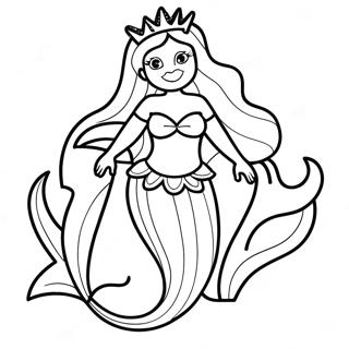 Mermaid Queen Coloring Page | Mermaid Queen coloring page