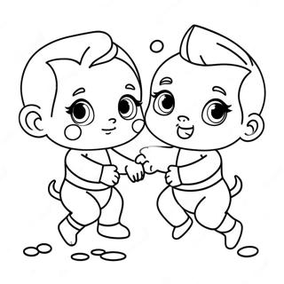 Cute Cry Babies Playing Together Coloring Page | Cry Babies coloring page