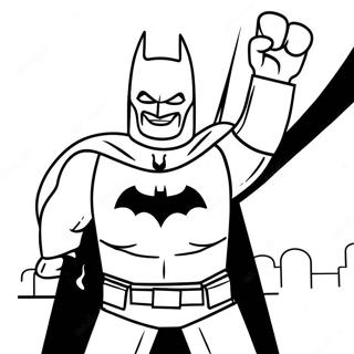 Batman in Dynamic Pose Lego Coloring Page | Lego Justice League coloring page