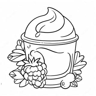 Yogurt Cup with Fresh Berries Coloring Page | Yogurt coloring page