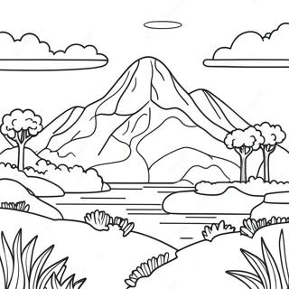 Colorful Pixel Art Landscape Coloring Page | Pixel Art coloring page