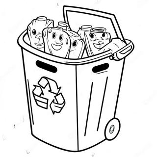 Cute Recycling Bin Coloring Page | Recycling coloring page