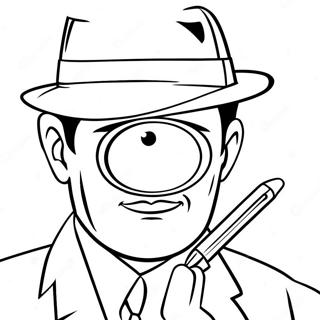 Detective with Magnifying Glass Coloring Page | Crime Scene coloring page