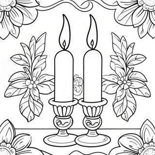 Shabbat Candles Coloring Page | Shabbat Candles coloring page