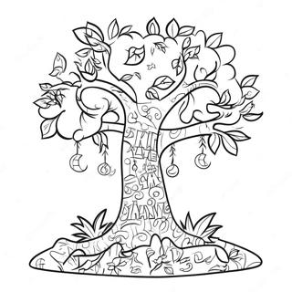 Chicka Chicka 123 Tree with Colorful Letters Coloring Page | Chicka Chicka 123 coloring page