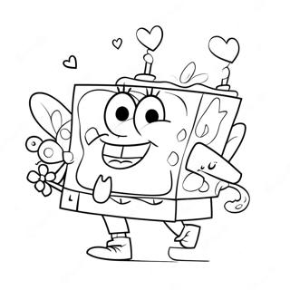 SpongeBob Valentine's Day Coloring Page | SpongeBob Valentines coloring page